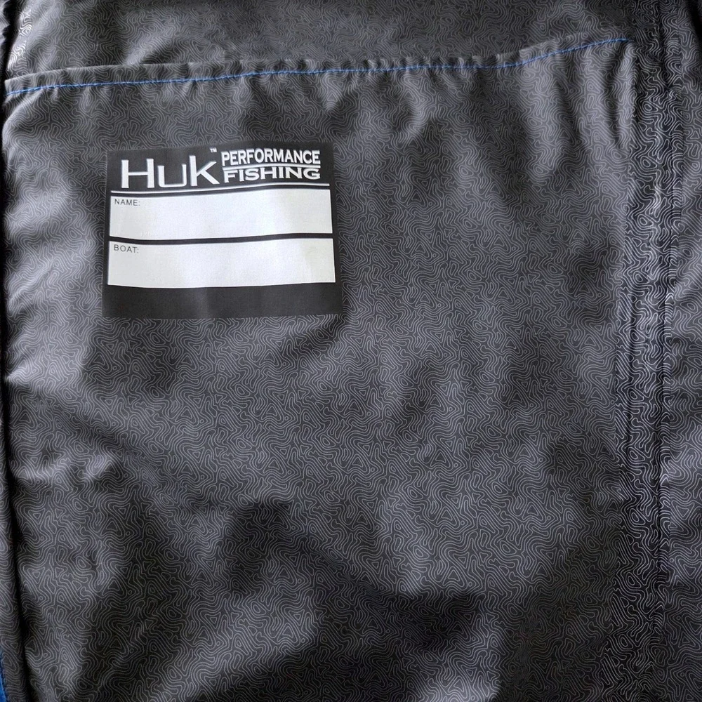 Huk Mens Gunwale Rain Jacket Blue Water Wind Proof Fishing Hooded Coat 2XL